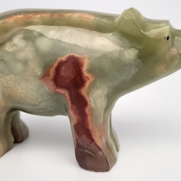 Polished Onyx Marble Bear - Unique Natural Stone Decor - Picture 4 of 5